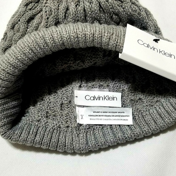 Calvin Klein Womens Winter Knit Beanie Hat Pom Pom - Picture 3 of 4